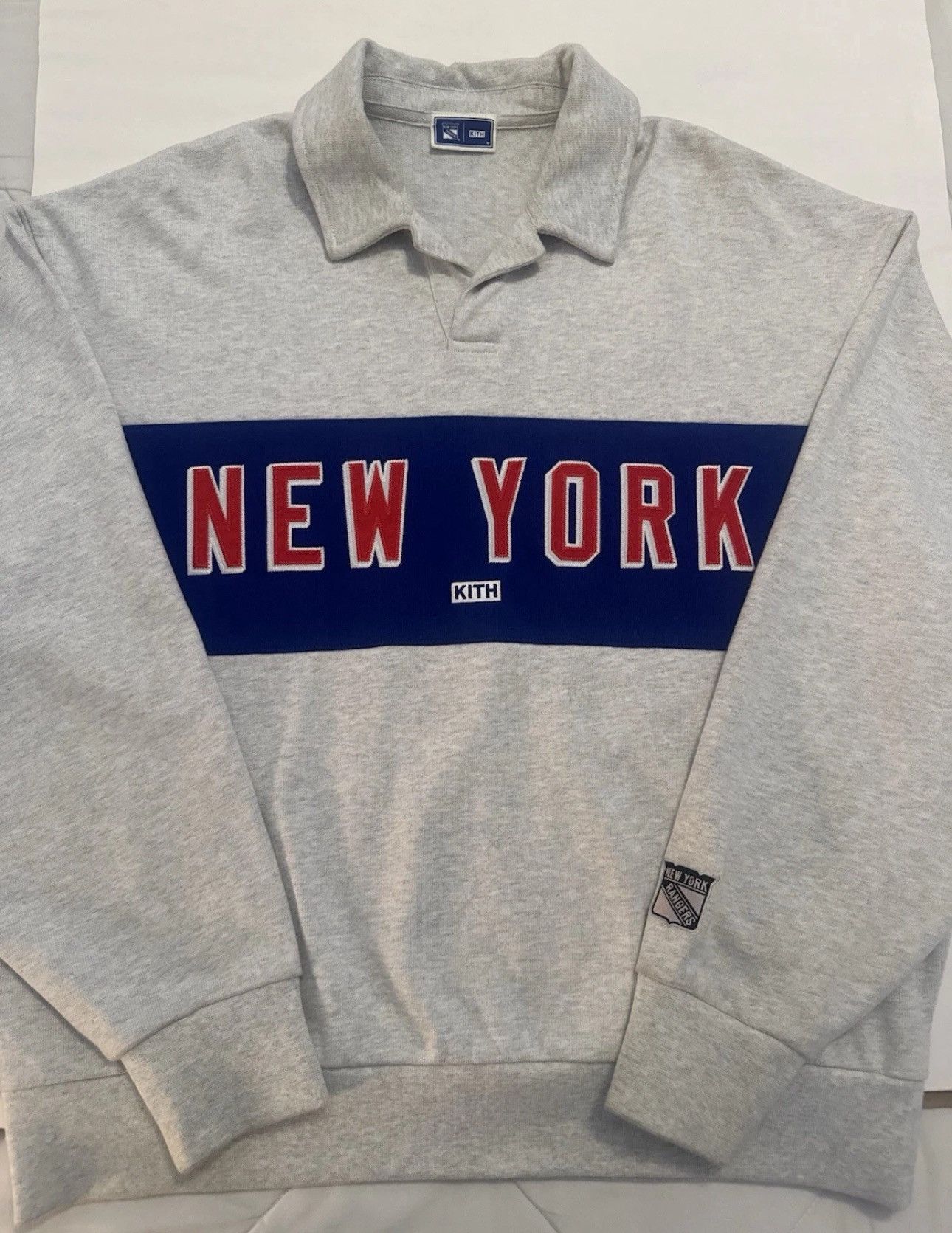 Kith × NHL Kith X New York Rangers Vintage Nelson Rugby lgray top 
