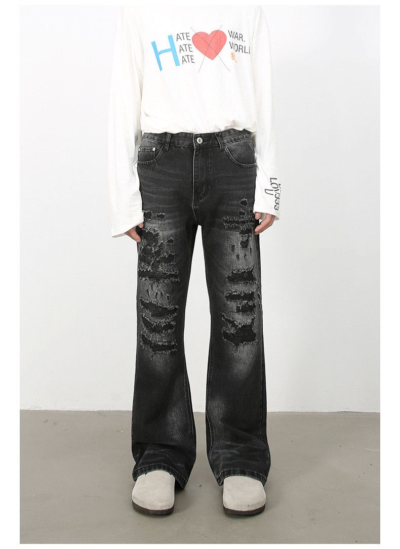 Japanese Brand × Jean High street retro loose flared ripped jeans for men Size US 32 / EU 48 - 1 Thumbnail