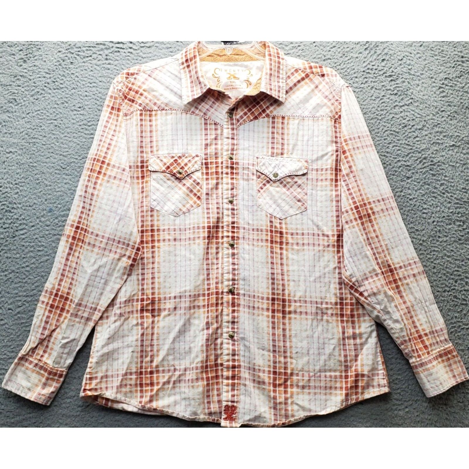 Vintage Twenty X Shirt Mens 2XL Multi Plaid Check Western Pockets Collared Button Down Shirt Size US XXL / EU 58 / 5 - 2 Thumbnail