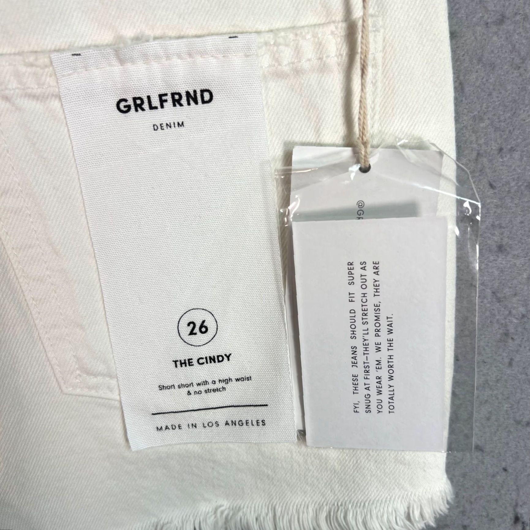 GRLFRND VINTAGE GRLFRND The Cindy High Waist Denim Shorts Women 26 White Cut-Off 100% Cotton Womens Size 26" / US 2 / IT 38 - 3 Thumbnail