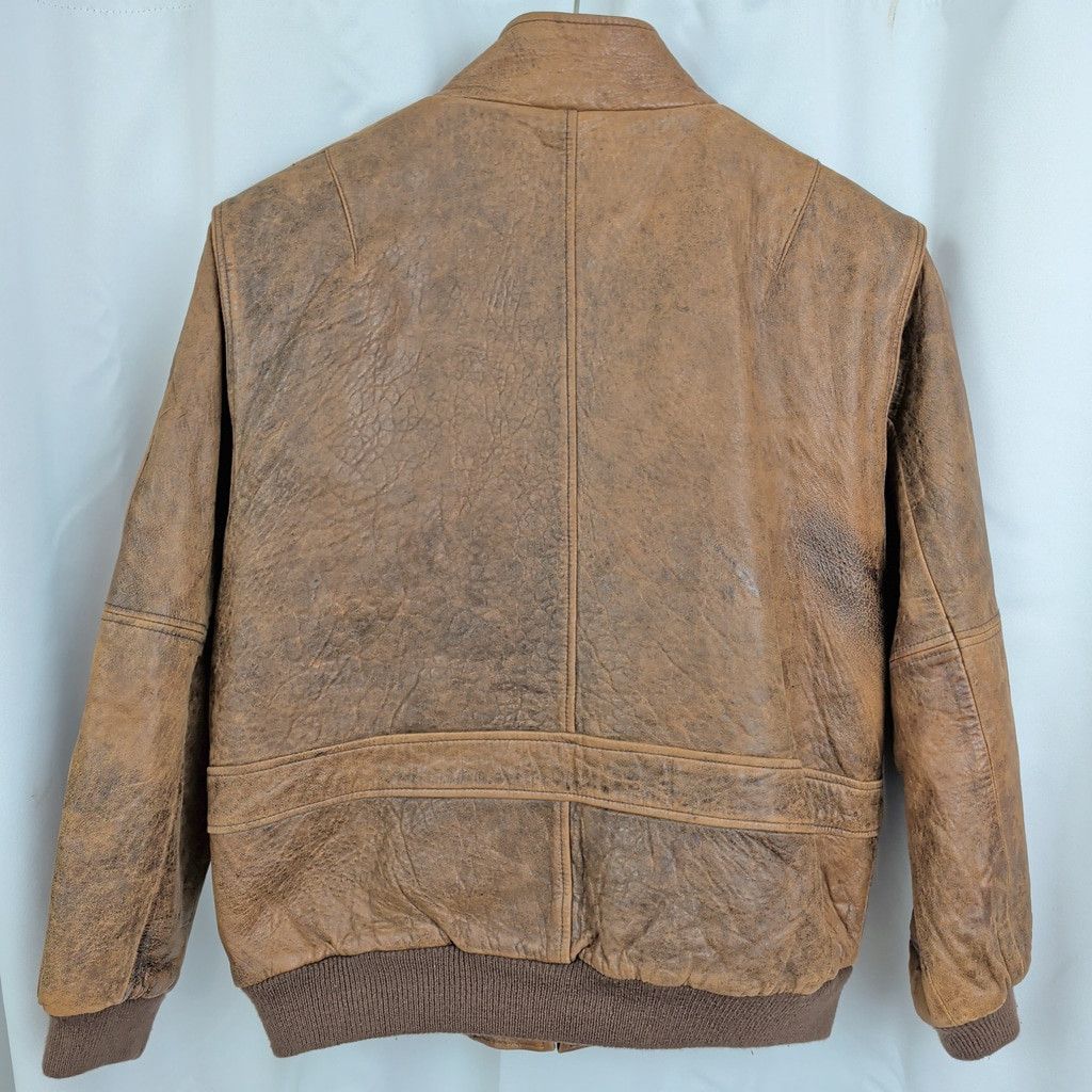 Vintage Vintage Brown Leather Bomber Jacket Men's Large Size US L / EU 52-54 / 3 - 5 Thumbnail