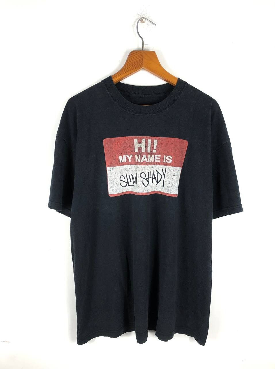 image of Band Tees x Eminem 1999 Eminem "hi My Name Slim Shady" Tee in Black, Men's (Size XL)