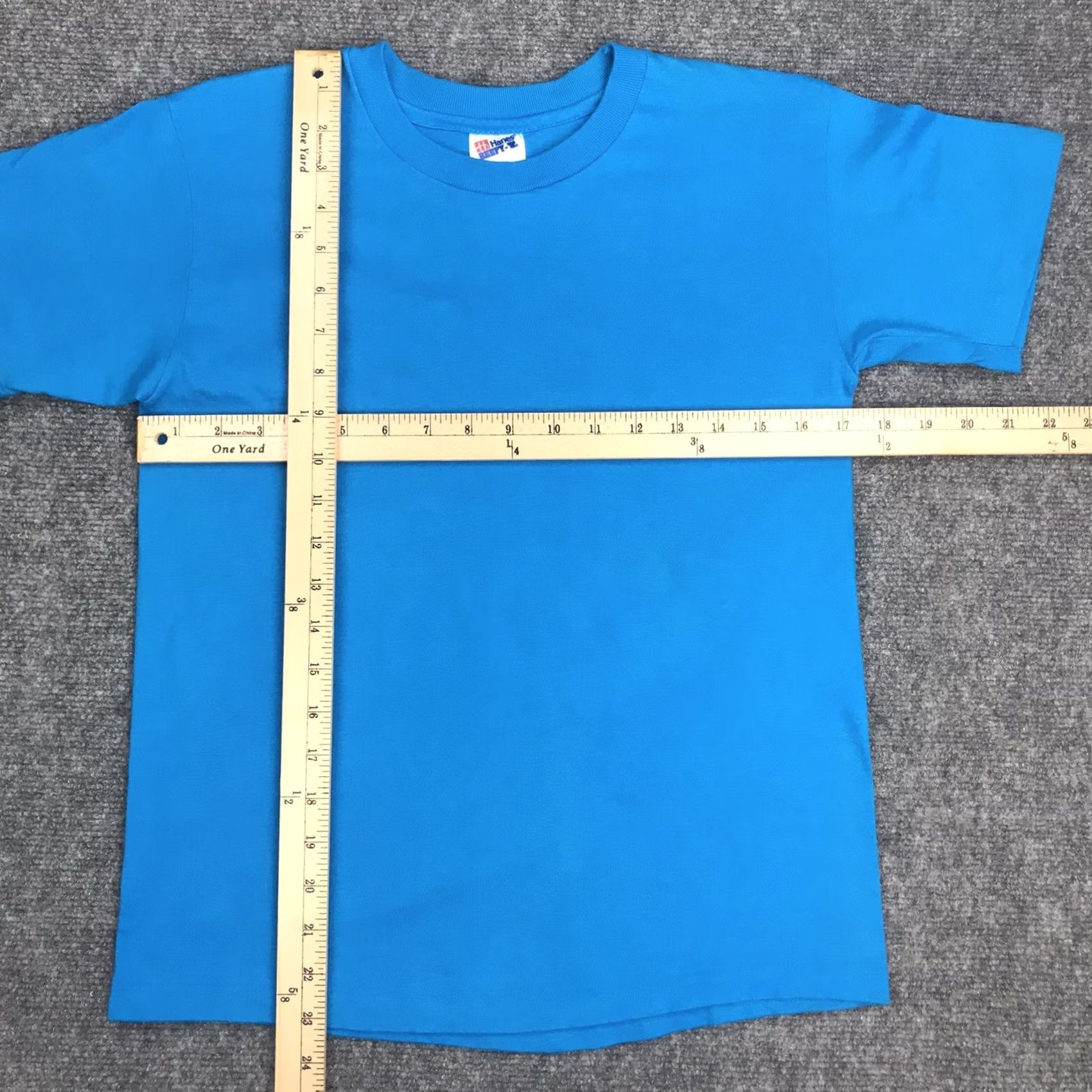 Hanes VINTAGE Hanes T-Shirt Blue Adult Small Crew Neck Short Sleeve 100% Cotton Single Stitch 90s Mens Size US S / EU 44-46 / 1 - 5 Thumbnail