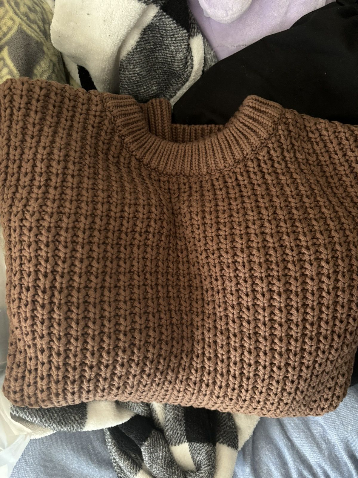image of Everyother Thursday Fisherman’S Knit Sweater Small in Brown, Men's