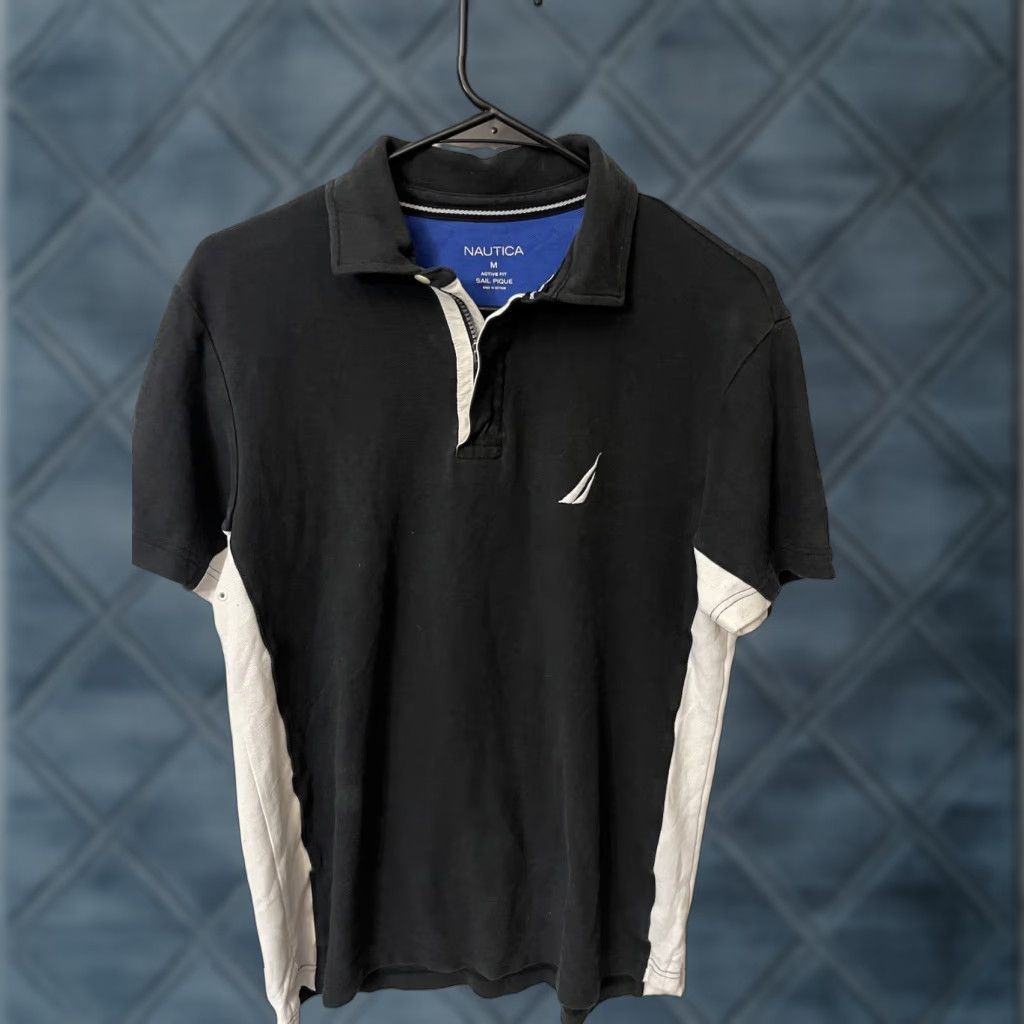 Nautica Nautica Polo Shirt Women’s Short Sleeve Active Fit Sail Pique Medium Black Blue Size 32" / US 10 / IT 46 - 1 Thumbnail