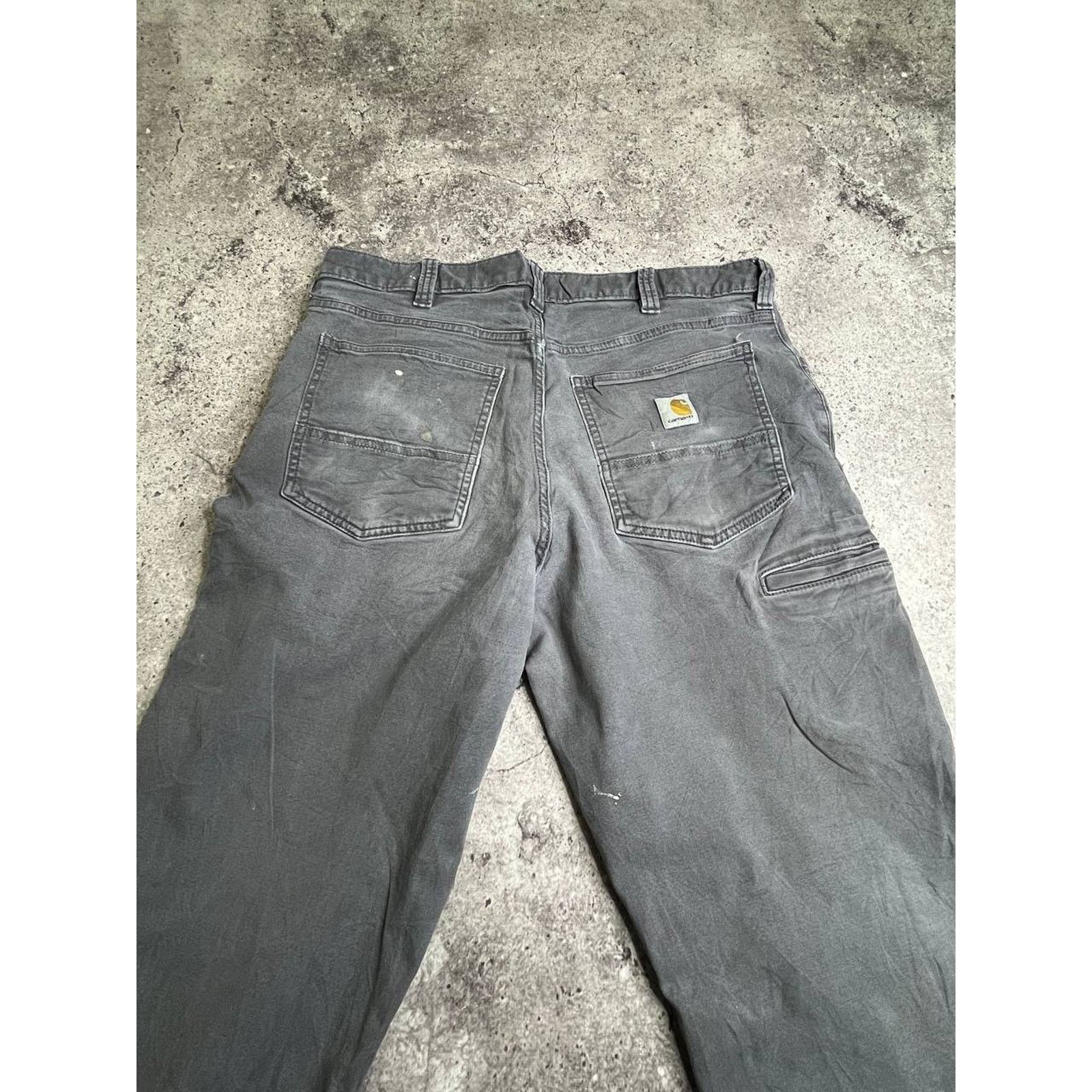 Carhartt Relaxed Canvas Work Pants Faded Grey Paint Splatter