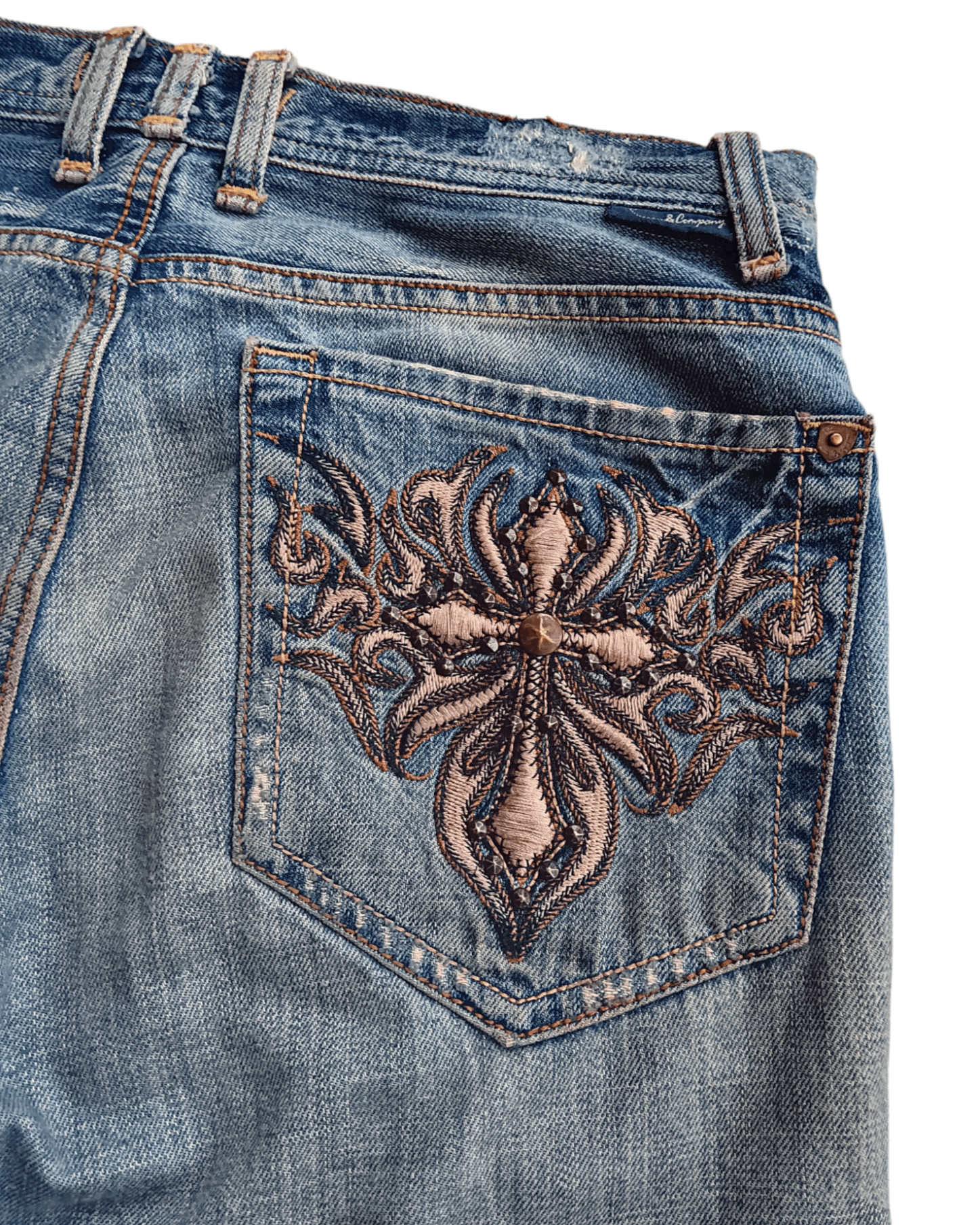 Japanese Brand J&COMPANY CROSS PATCH EMBROIDERY DENIM BOOTCUT Size US 33 - 4 Thumbnail