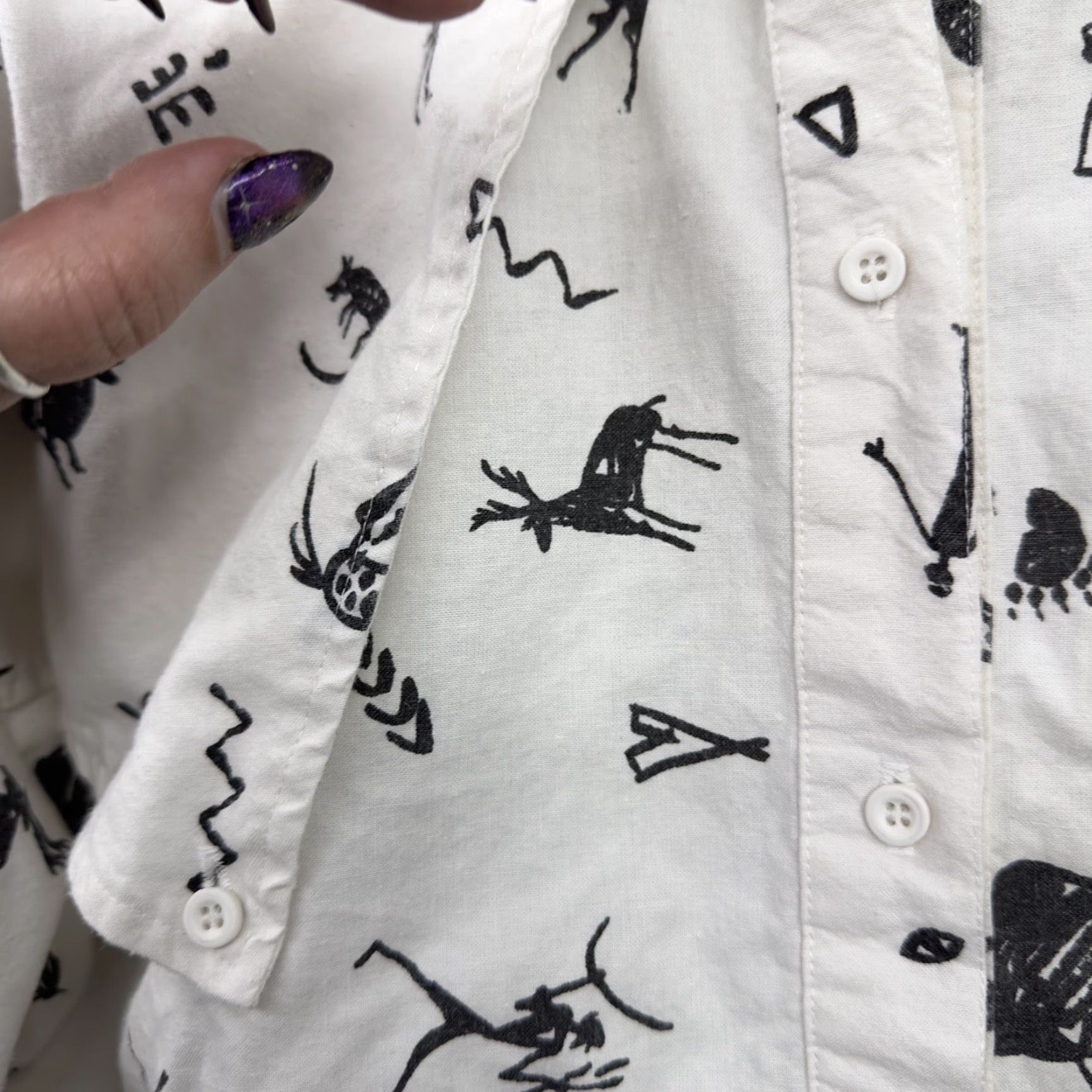 Roper VINTAGE Roper Western Shirt Womens M/L Ivory Graphic Yoke Flap Cowgirl Read Size M / US 6-8 / IT 42-44 - 6 Thumbnail