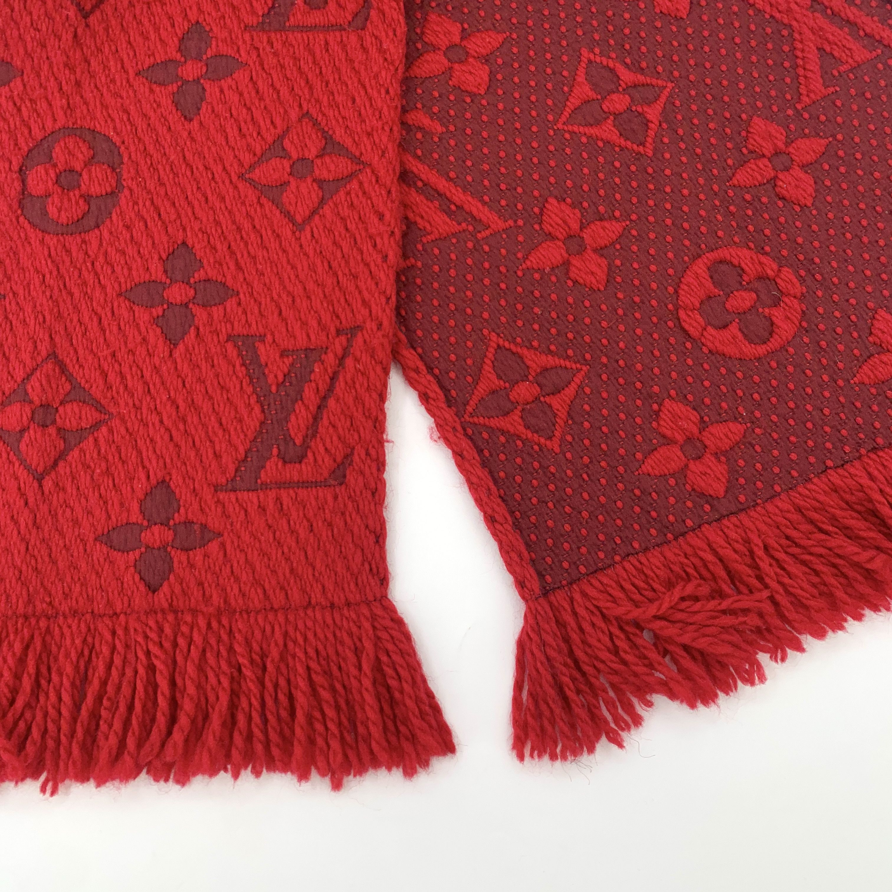 Louis Vuitton Louis Vuitton Monogram Wool Fringe Scarf in Red (154×30cm) Size ONE SIZE - 5 Thumbnail