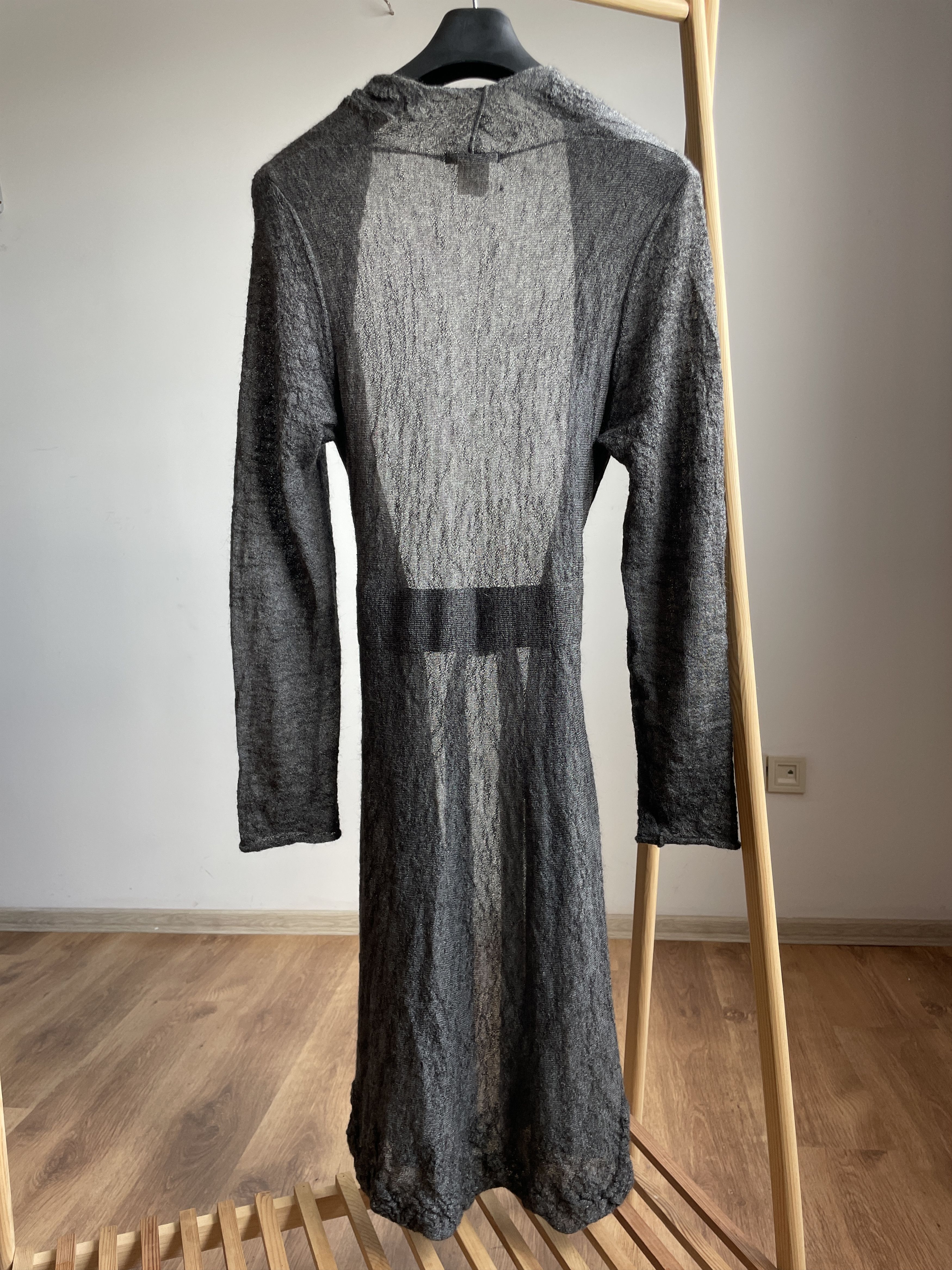 Sarah Pacini Sarah Pacini Crinkled Wool Knit Belted Cardigan Maxi Dress Size ONE SIZE - 2 Thumbnail