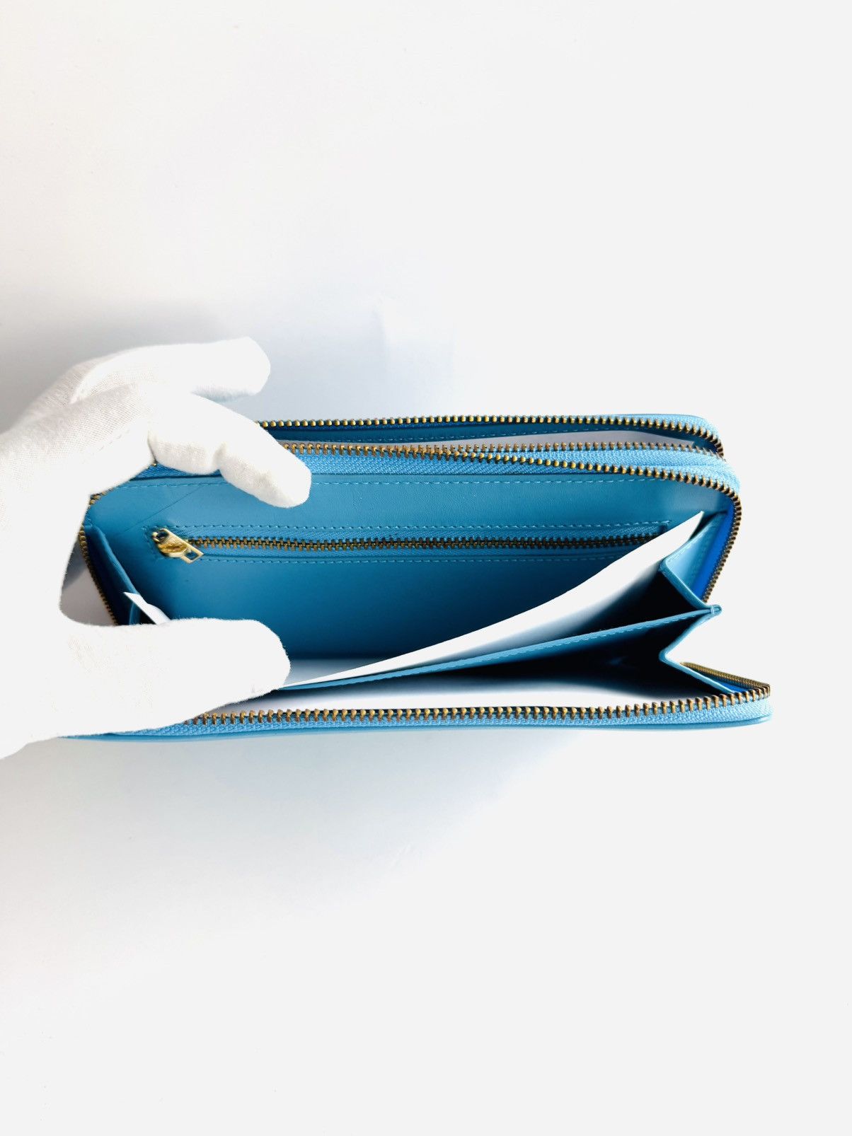 Comme des Garcons × Japanese Brand New lg Comme des Garcons dbl zip continental wallet blue CDG Size ONE SIZE - 8 Thumbnail