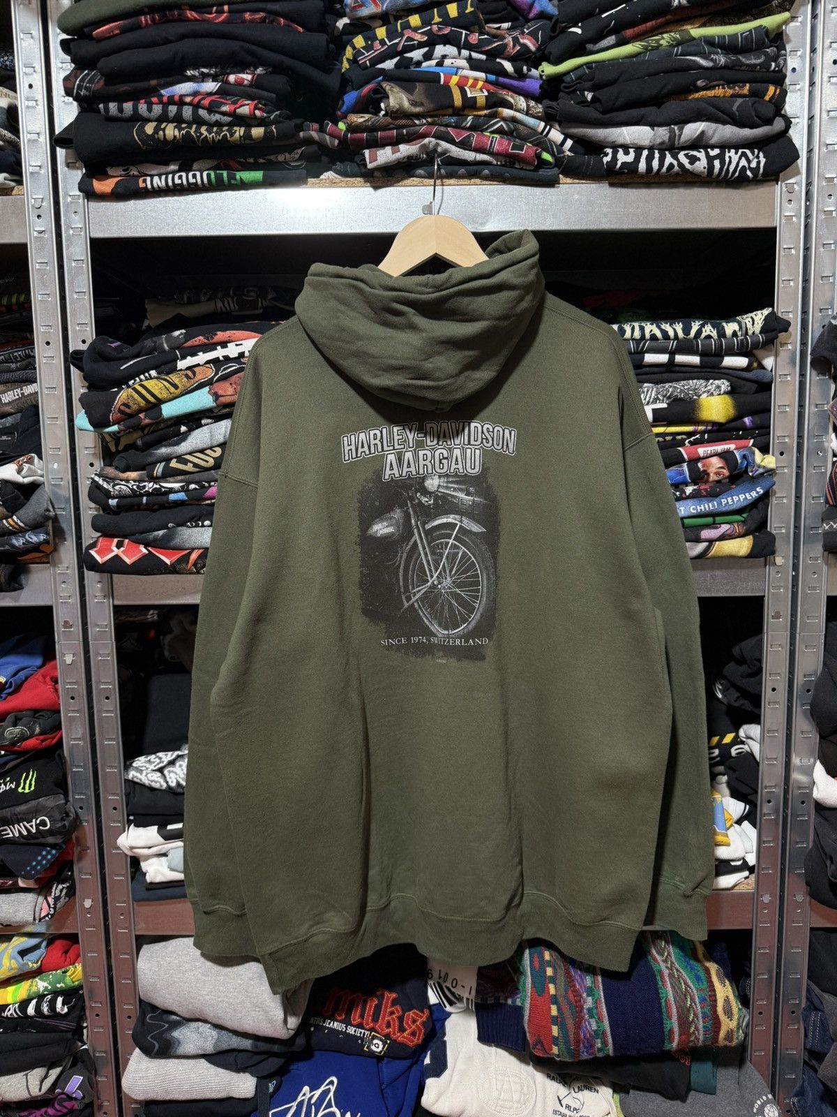 Harley Davidson Vintage 2009 Harley Davidson Aargau Bikers Khaki Hoodie Y2K Size US XXL / EU 58 / 5 - 2 Thumbnail