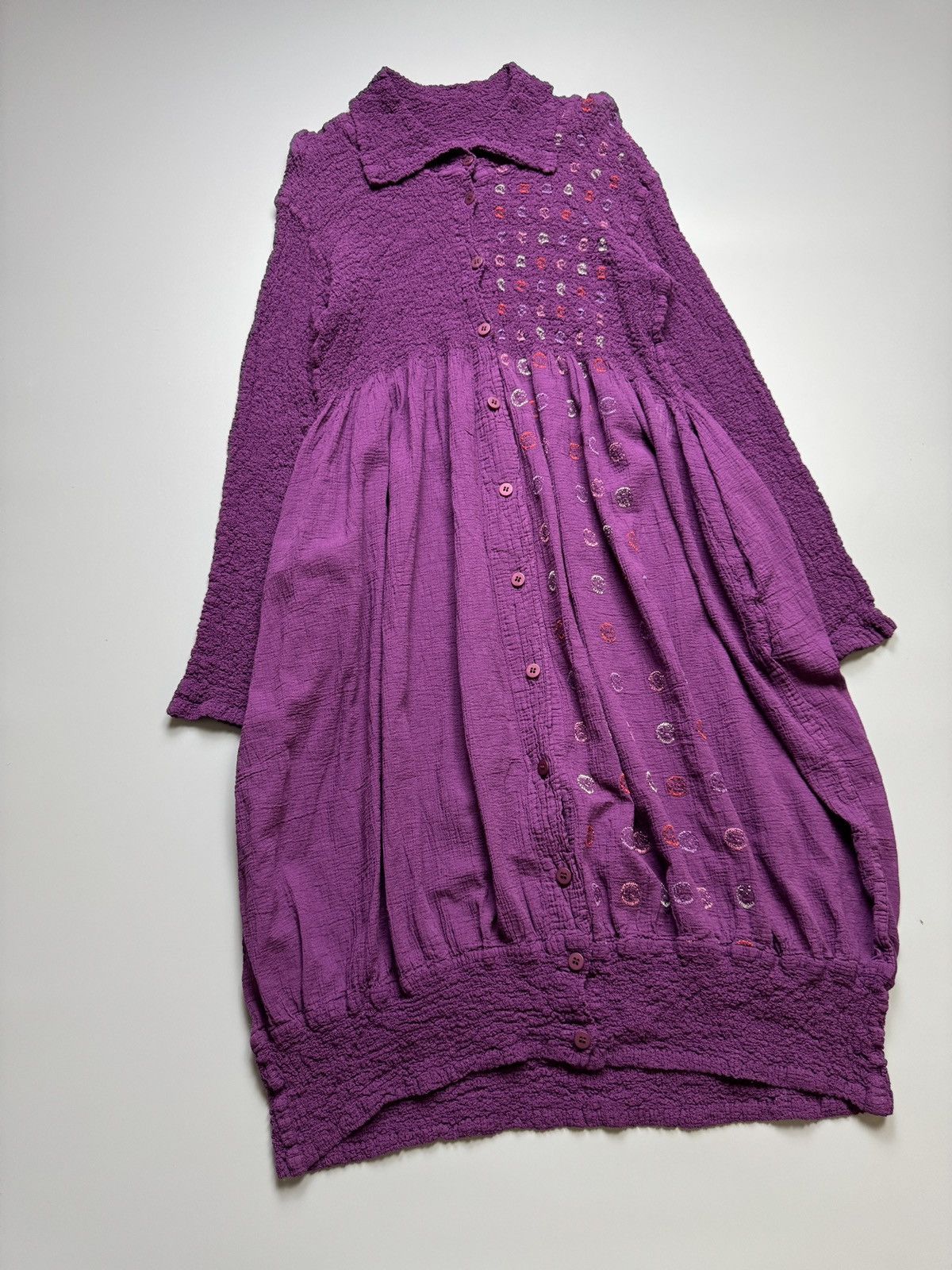 Issey Miyake Issey Miyake Me - Flower Embroidered Design Pleated Dress Size ONE SIZE - 4 Thumbnail