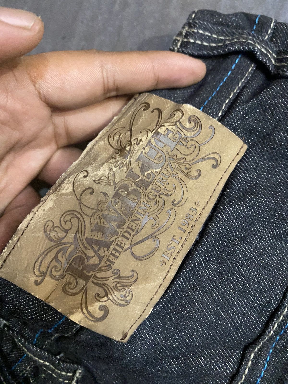 Japanese Brand Skull 💀 Raw blue baggy very rare Size US 37 - 7 Thumbnail