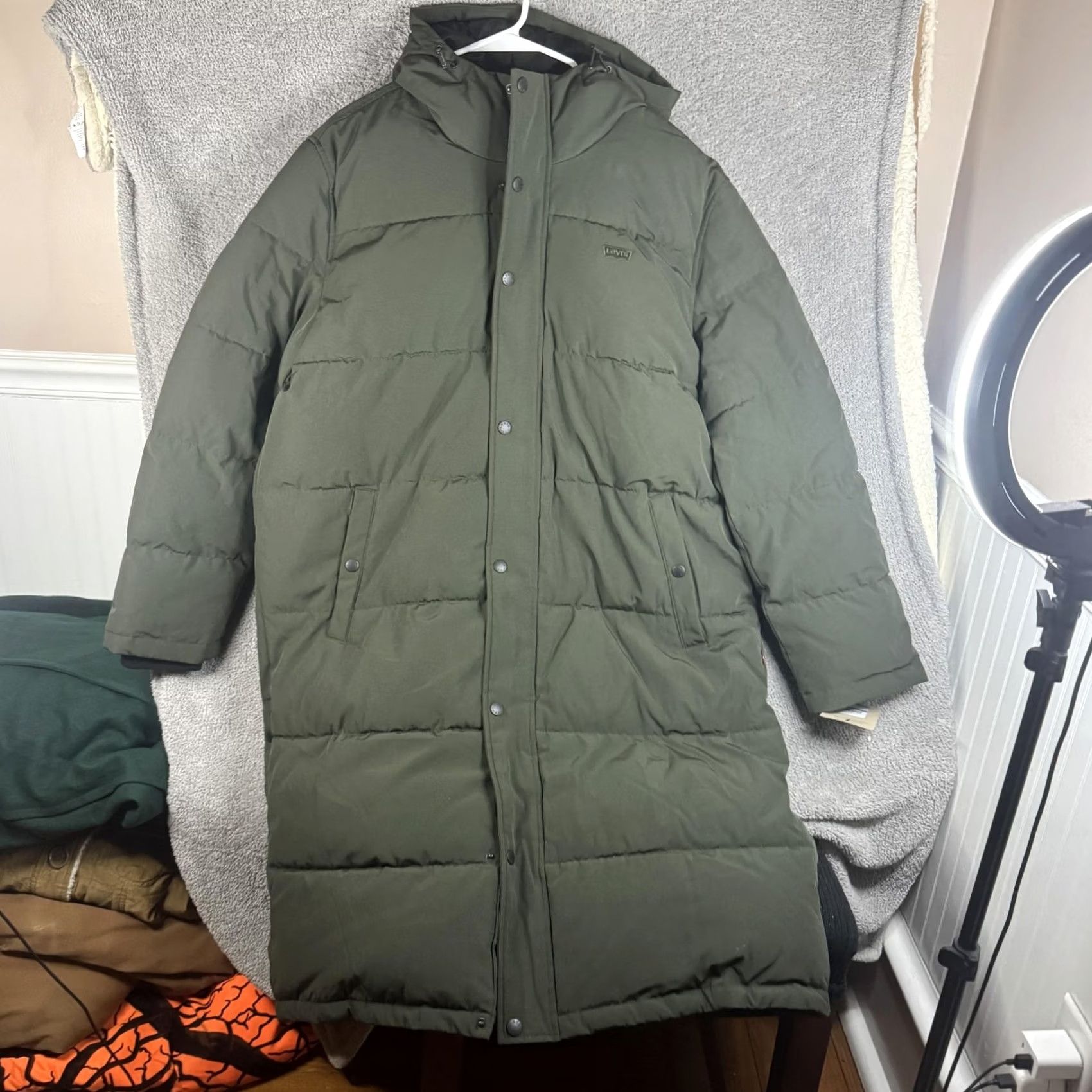 Levi's Levi's Coat Mens XL Green Hooded Long Puffer Insulated Winter LM1RP332 Size US XL / EU 56 / 4 - 2 Thumbnail