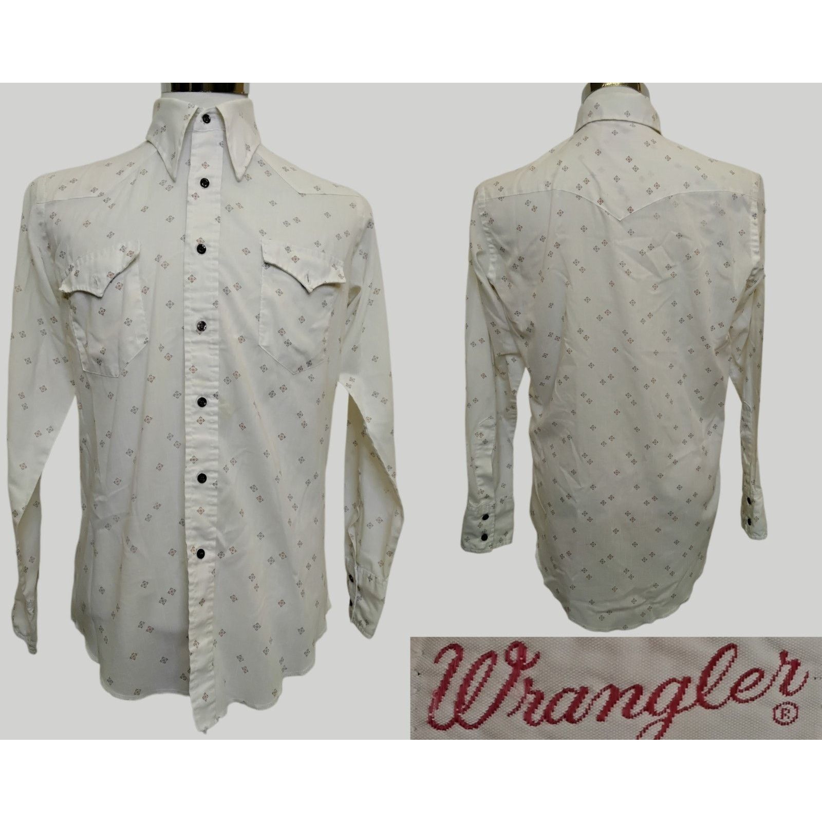 Wrangler Wrangler Long Tails Button Up Shirt Men's M White VTG 70's Size US M / EU 48-50 / 2 - 1 Thumbnail