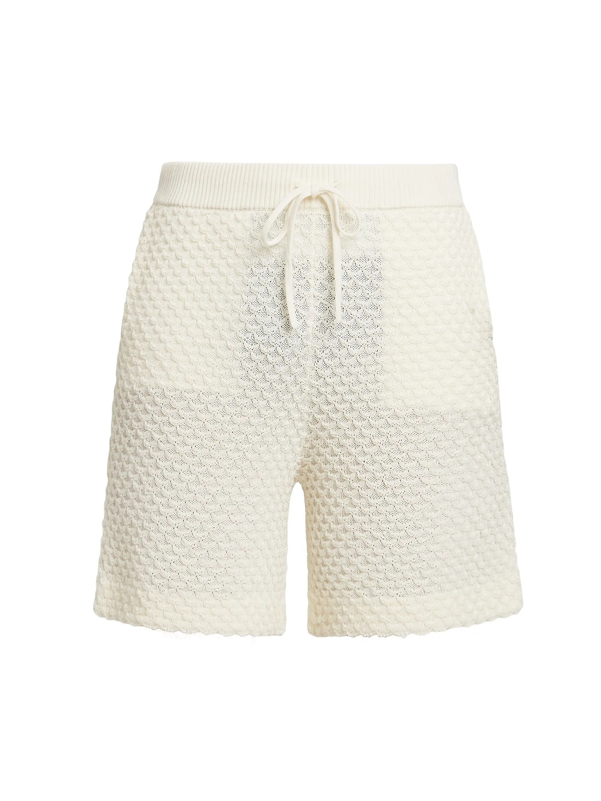 Casablanca os11x1025 Textured Cotton Drawstring Shorts in White Size US 34 / EU 50 - 1 Thumbnail