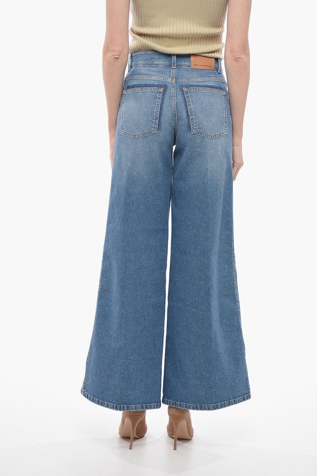 Stella McCartney og1mm0824 Cotton Flared Fit Denims With Side Logoed in Blue Size 26" / US 2 / IT 38 - 2 Thumbnail