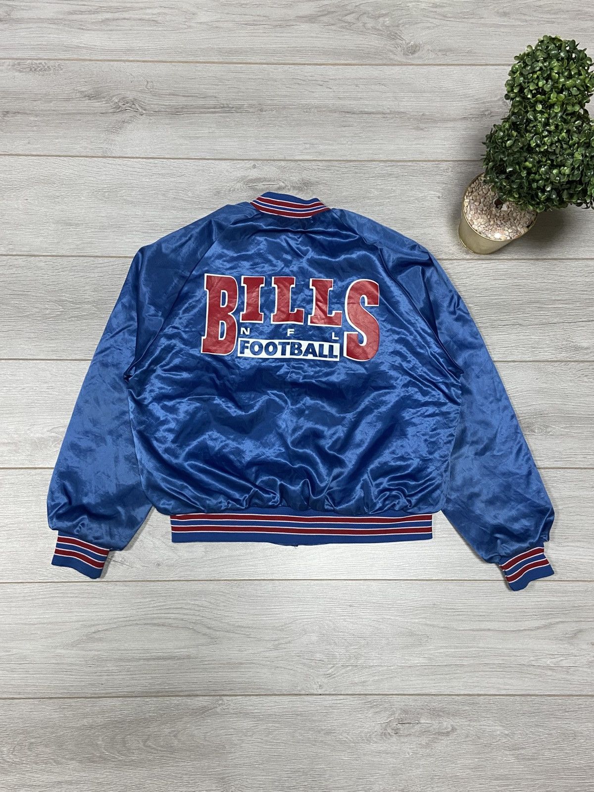 NFL Vintage 90s USA Buffalo Bills Satin Bomber Jacket Size US L / EU 52-54 / 3 - 1 Thumbnail