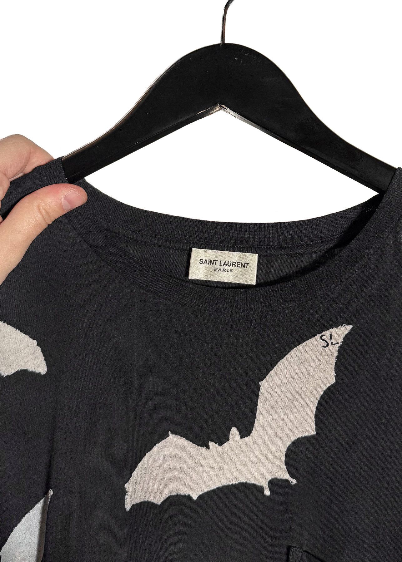Saint Laurent Paris Saint Laurent SS19 Bat Prints Faded Black T-shirt Size US M / EU 48-50 / 2 - 3 Thumbnail