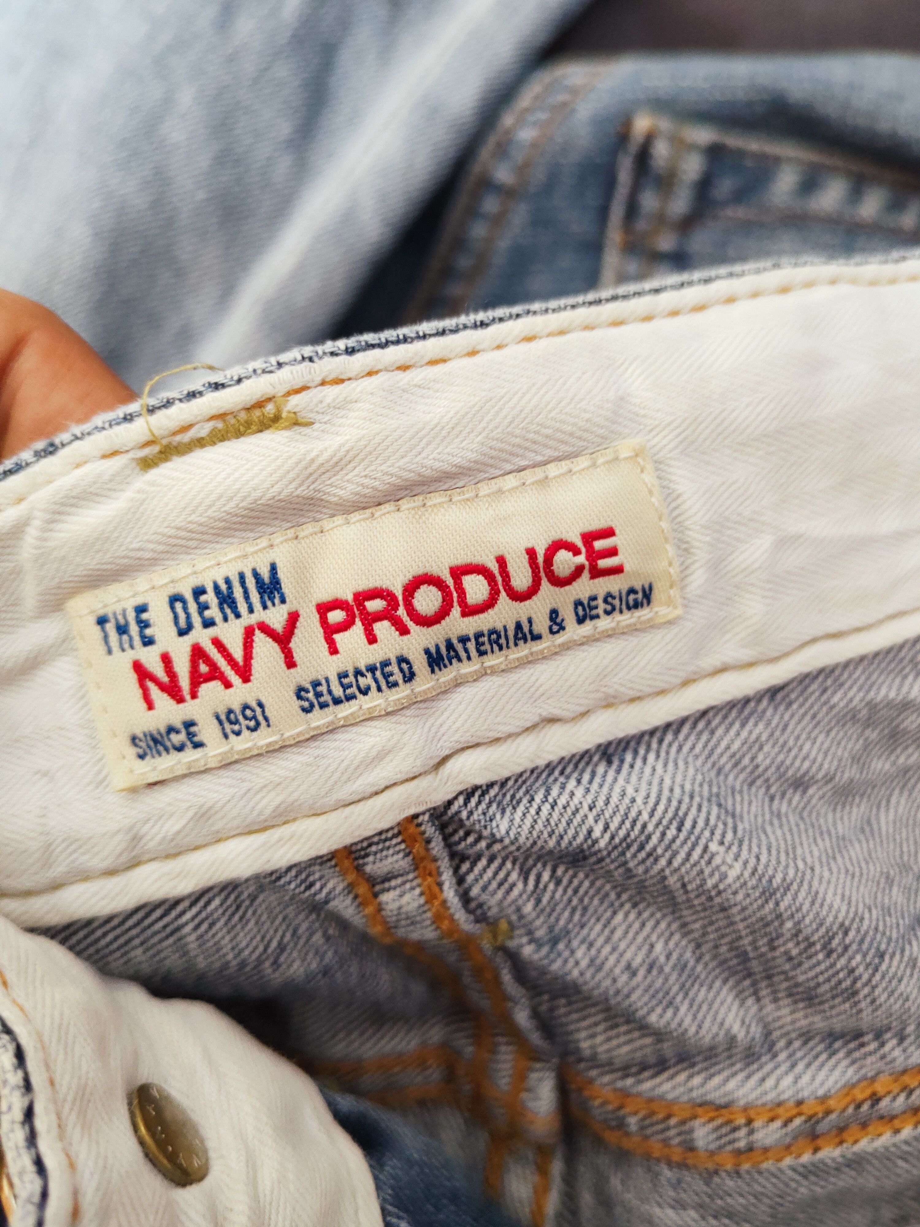 Japanese Brand × Vintage 1991 Navy Produce Blue Distressed Ripped Jeans Size US 32 / EU 48 - 16 Thumbnail