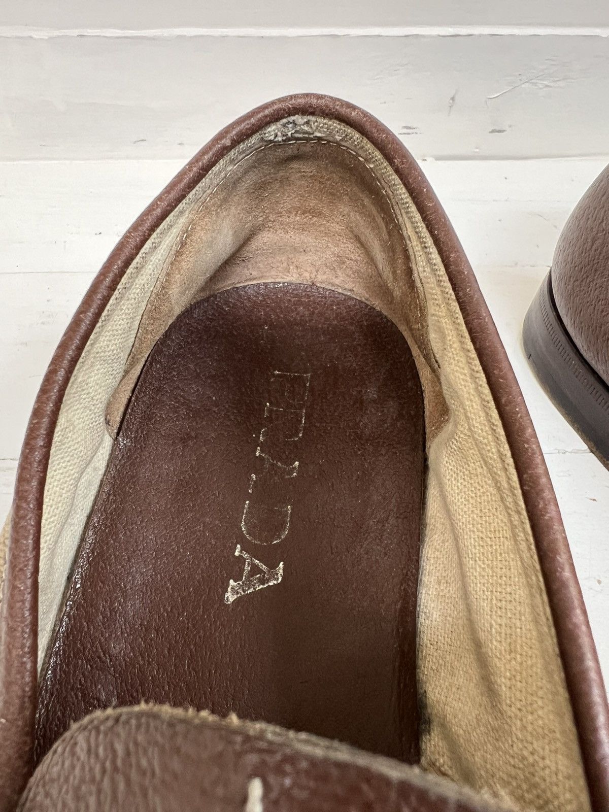 Prada Prada Men's Business Shoes Brown Leather Penny Loafers Size US 7 / EU 40 - 12 Thumbnail