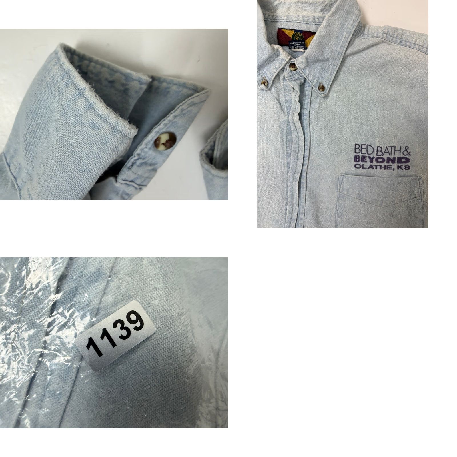 Denime VINTAGE Camp Creek Denim Shirt Men L Blue Cotton Button-Up 90s Y2K Embroidered Pockets Size US L / EU 52-54 / 3 - 10 Thumbnail
