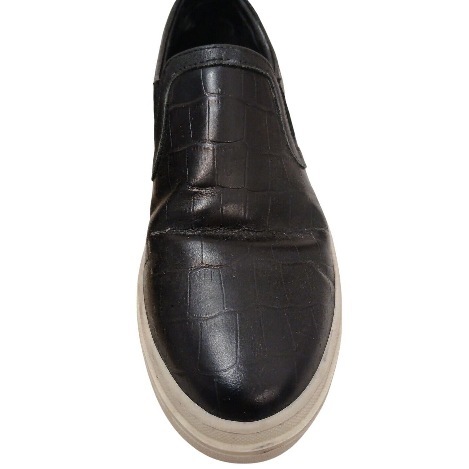 Anine Bing ANINE BING Leather LOAFERS Sz 38 Black CROC Embossed SLIPON Size US 7.5 / IT 37.5 - 5 Thumbnail