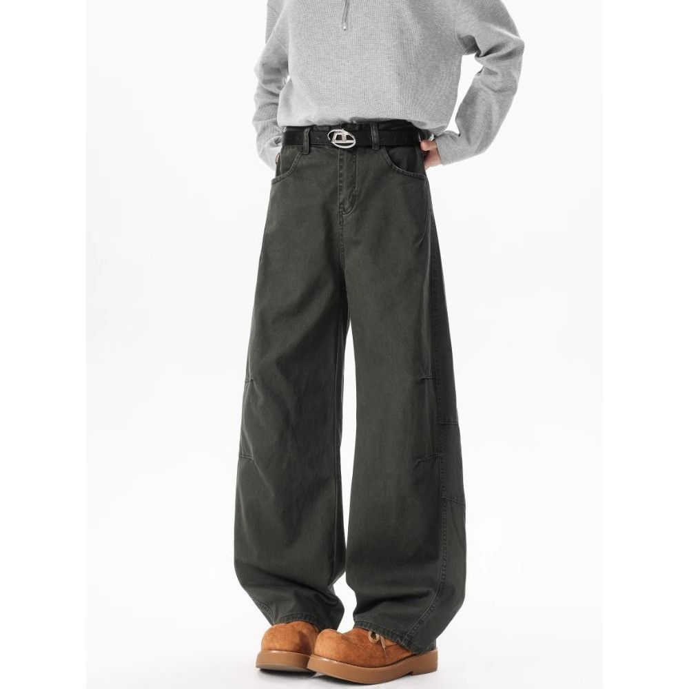 Japanese Brand Fashion men's solid color stitching high street jeans Size US 32 / EU 48 - 5 Thumbnail