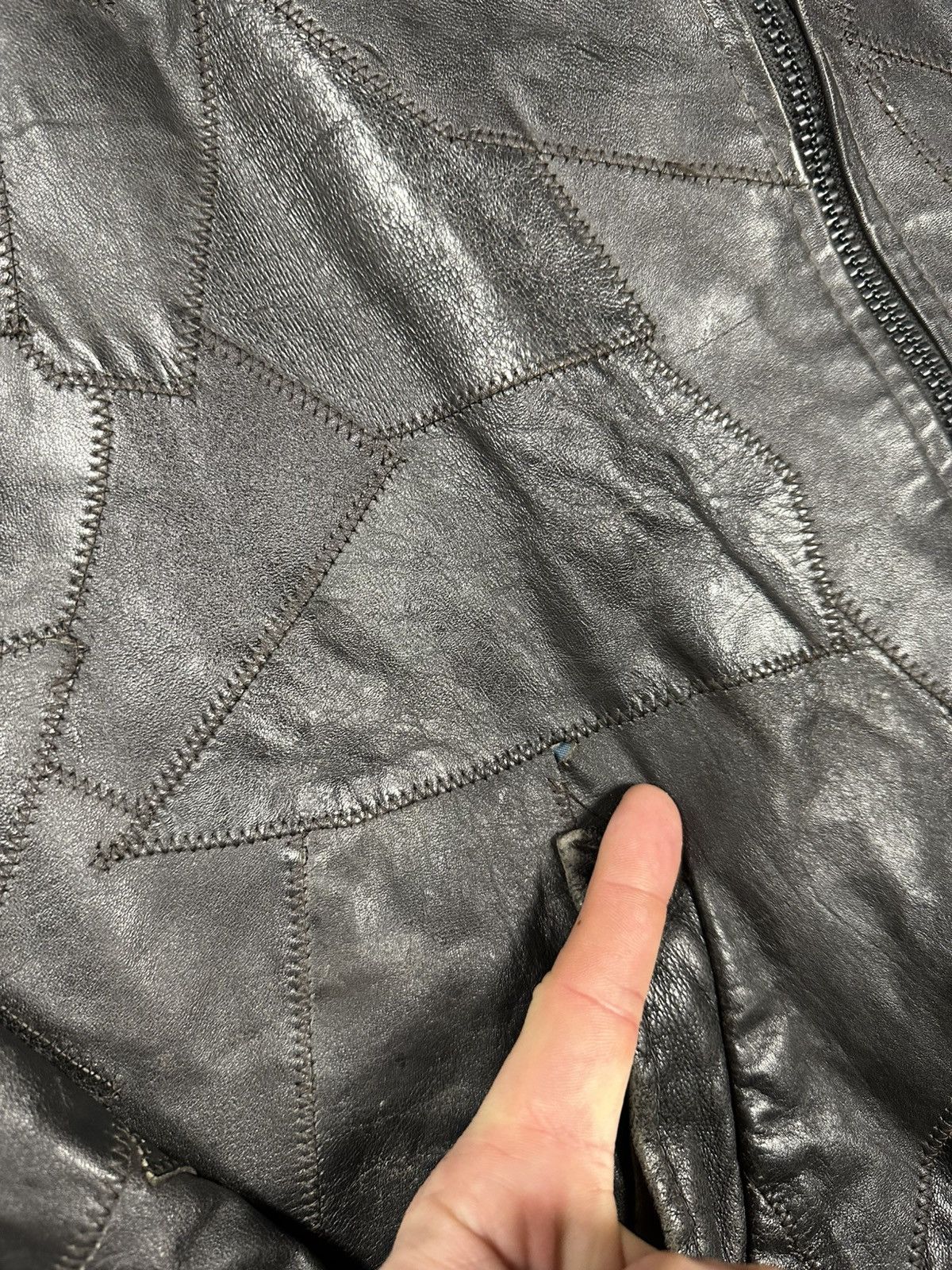 Vintage Vintage 90s Black Patchwork Bomber Leather Jacket Size US M / EU 48-50 / 2 - 10 Thumbnail