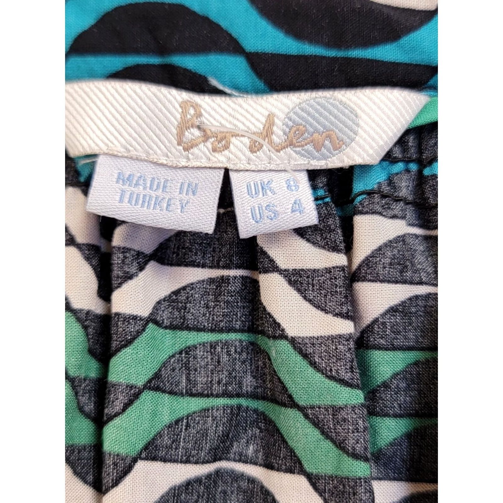 Boden Boden Blouse Wave Print V-Neck Long Sleeve Size 4 Black Green Blue WA551 Womens Size S / US 4 / IT 40 - 3 Thumbnail