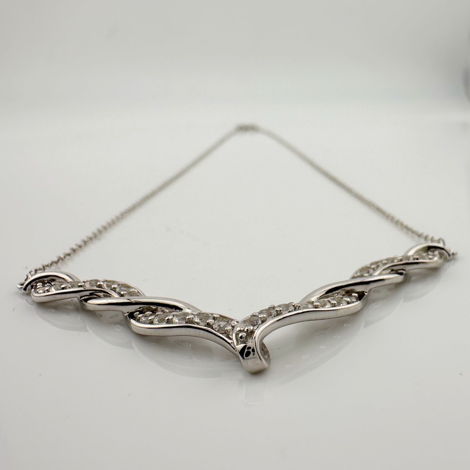 Other Elegant Twisted Silver White Sapphire Evening Necklace Size ONE SIZE - 8 Thumbnail
