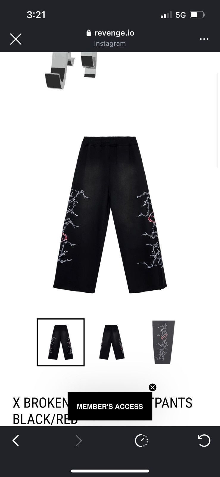 Revenge Revenge X Broken Heart Sweatpants Black/Red Size US 34 / EU 50 - 1 Thumbnail