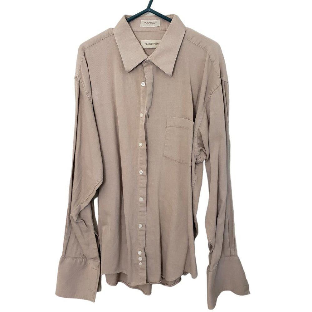 Pronto Uomo CT444 Pronto.Uomo Men's French Cuff Dress Shirt Tan 16.5 Size 38R - 1 Thumbnail