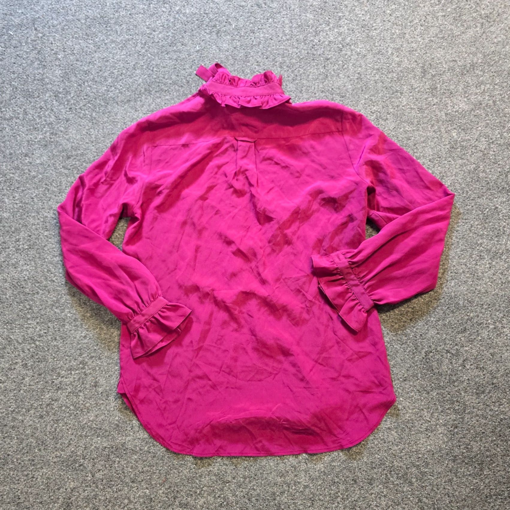 J.Crew J.CREW Blouse Shirt Womens Size 0 Pink Silk Blend Ruffle Neck Long Sleeve Cap Size XS / US 0-2 / IT 36-38 - 8 Thumbnail