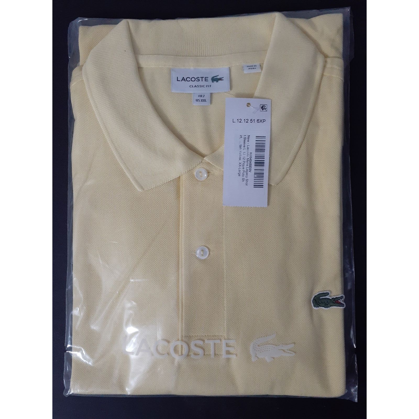 Lacoste Lacoste Mens Legacy Short L.1212 Pique Polo Shirt Yellow 2XL Size US XXL / EU 58 / 5 - 2 Thumbnail