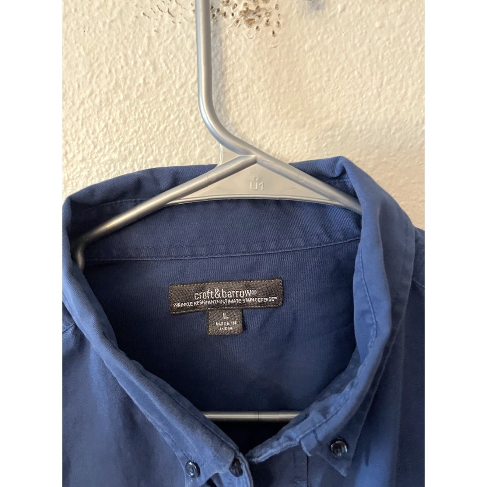 Croft & Barrow Croft & Barrow Button Up Shirt Mens L Blue Solid Wrinkle Free Button-Down Collared Long Sleeve Casual Easy Care Modern 80s? Size US L / EU 52-54 / 3 - 3 Thumbnail