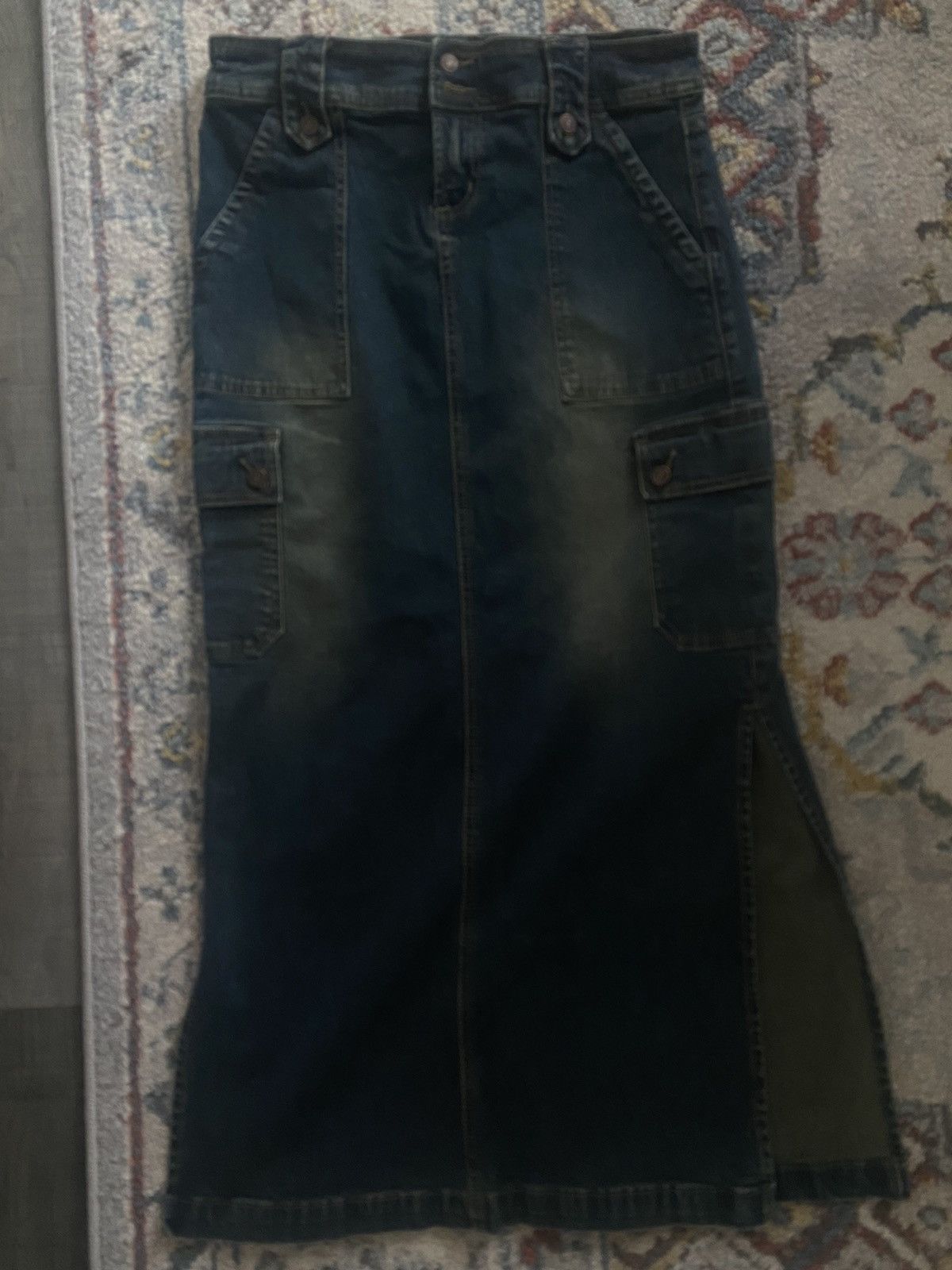 Vintage Vintage Grunge Denim Skirt Size 27" / US 4 / IT 40 - 1 Thumbnail