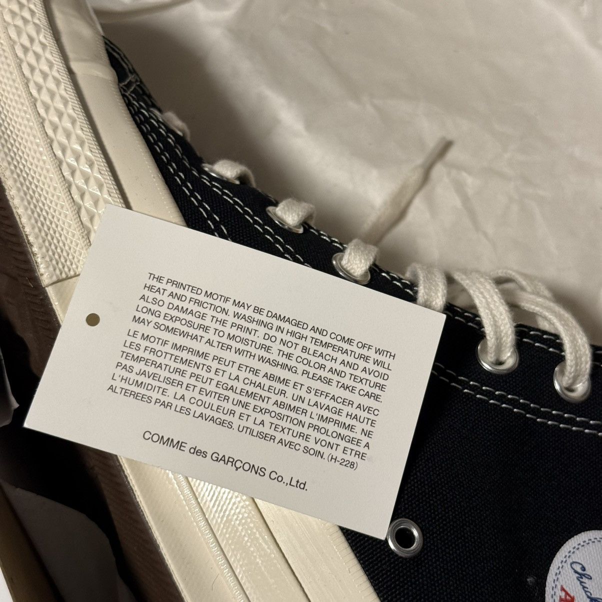 Comme des Garcons Converse Chuck Taylor Hi x CDG Comme des Black Sneakers Size US 10 / EU 43 - 10 Thumbnail