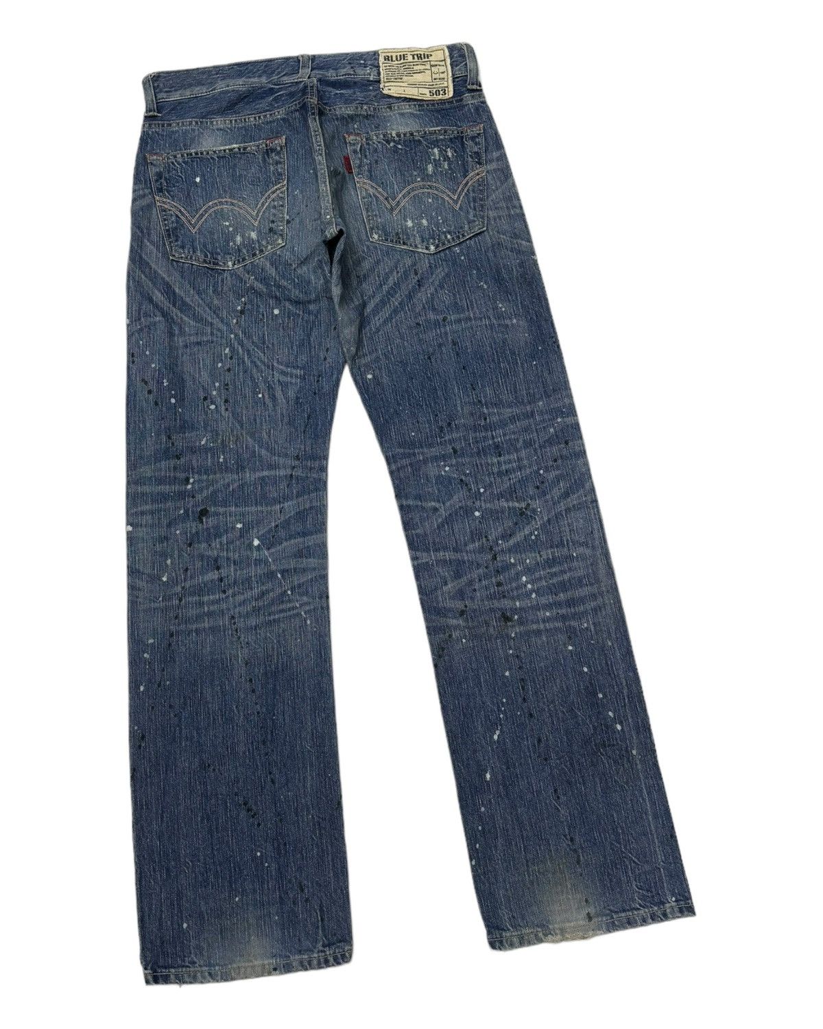 Who Decides War EDWIN 503 PAINTER JEANS BLUE TRIP DISTRESSED DENIM Size US 33 - 8 Thumbnail