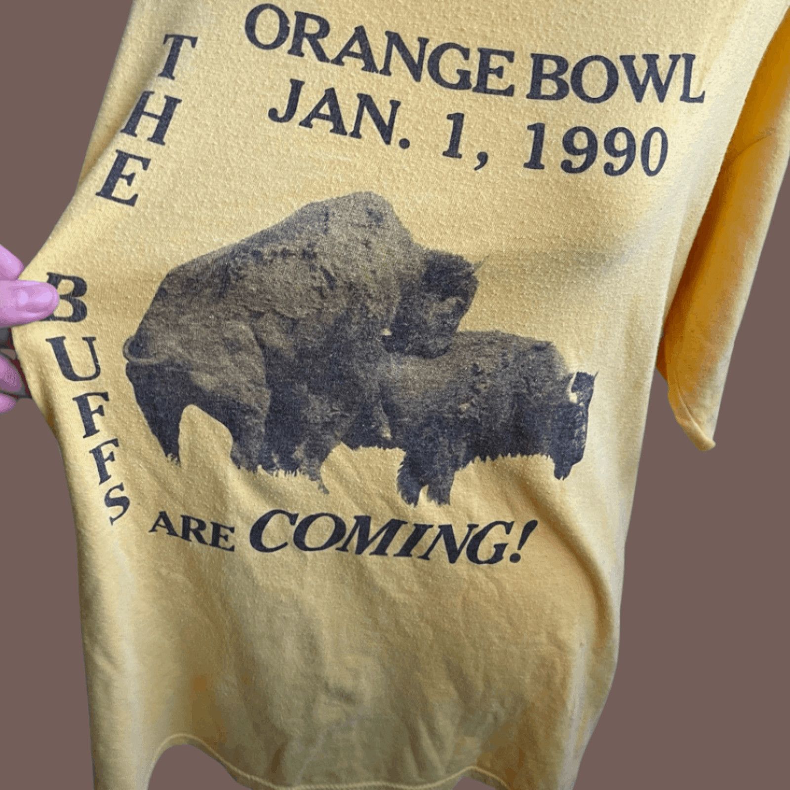 Jerzees VTG Sports Graphic Tee | 1990 Orange Bowl Buffalo Jerzees XL Size US XL / EU 56 / 4 - 5 Thumbnail