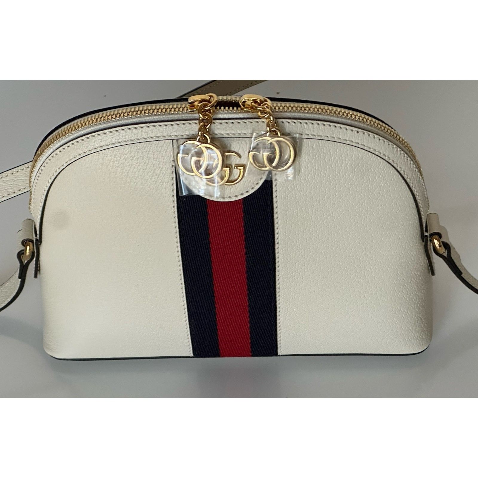 Gucci Gucci Ophidia Leather GG Web White Small Shoulder Bag 719881 Size ONE SIZE - 7 Thumbnail