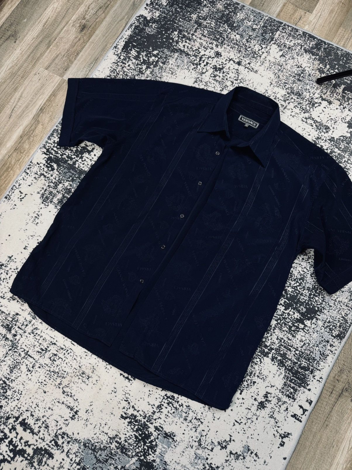Versace Rare Versace Monogram 80-90s shirt Bootleg Luxury XL Navy Size US XL / EU 56 / 4 - 1 Thumbnail