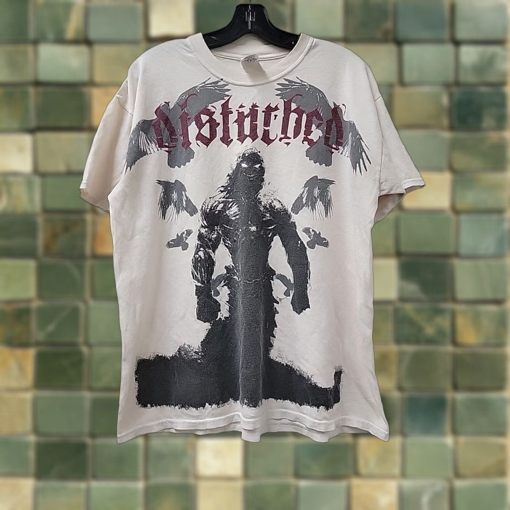 Jerzees VINTAGE Disturbed Gothic T-Shirt Mens L Jerzees White GOTHIC 90s Style Mens Shirt LJ Size US L / EU 52-54 / 3 - 1 Thumbnail