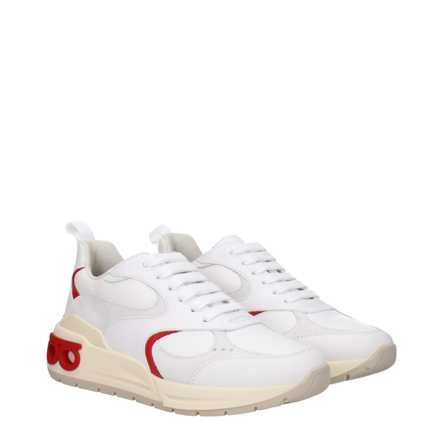 Salvatore Ferragamo ob1o1e1224 Leather Sneakers in White Red Size US 9.5 / IT 39.5 - 2 Thumbnail