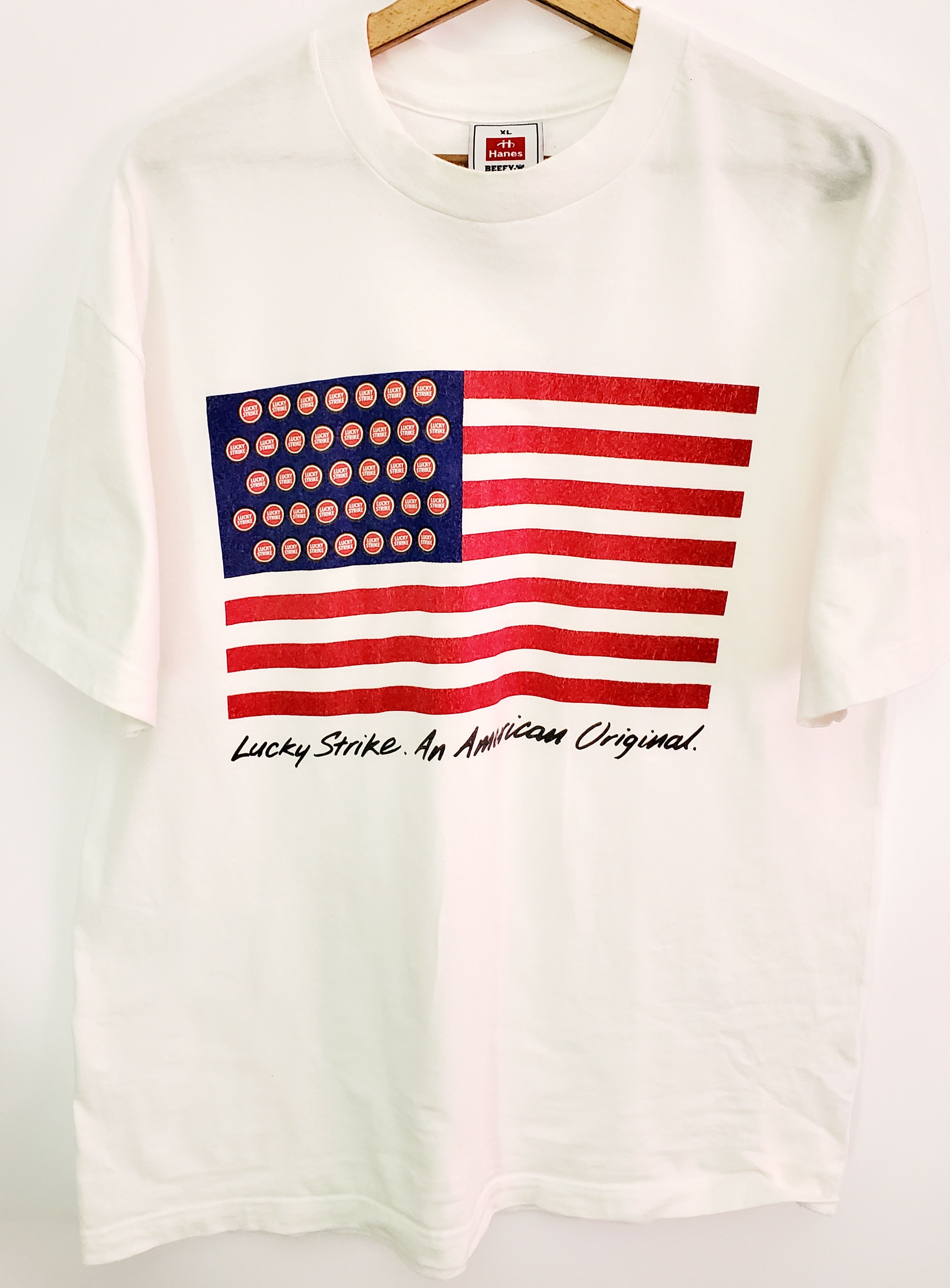 Band Tees × Vintage Vintage 90s LUCKY STRIKE AMERICAN FLAG T Shirt Size Xl Size US XL / EU 56 / 4 - 1 Thumbnail