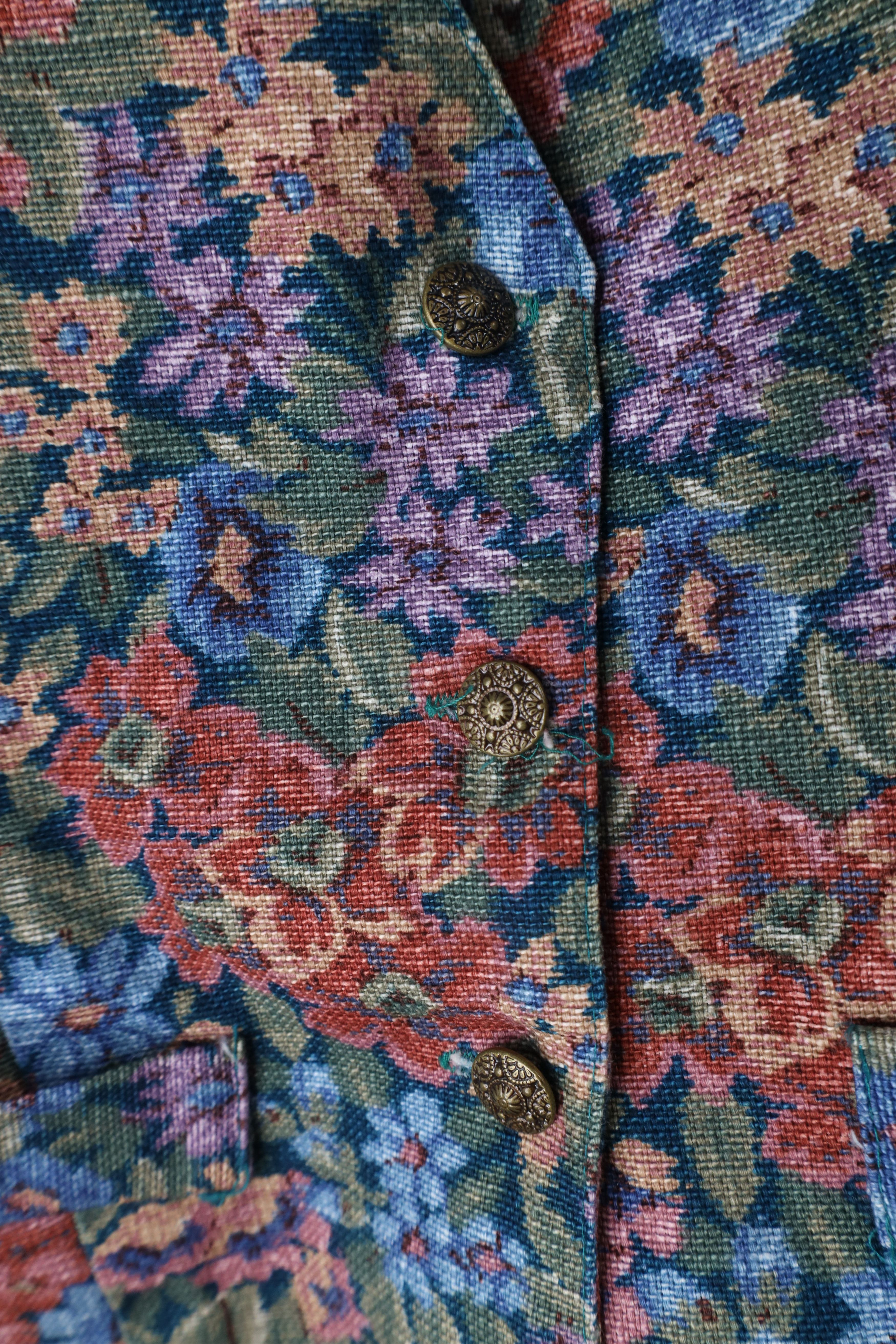 Vintage Vintage 90s Streetwear Flower Needlepoint Vest Jacket USA Size S / US 4 / IT 40 - 5 Thumbnail