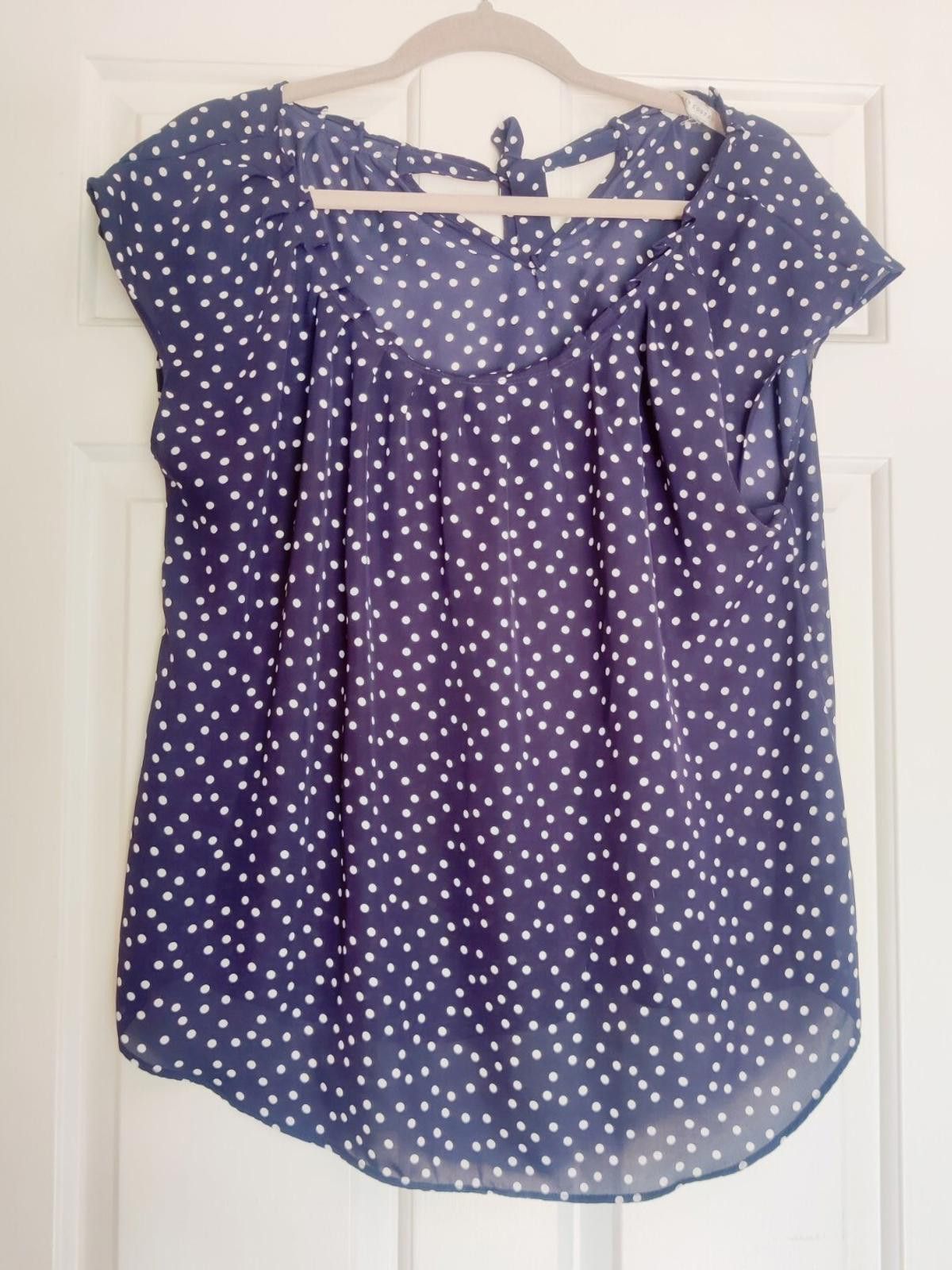 Other LC Lauren Conrad Womens Top Navy Blue White Polka Dot Tie B Size M / US 6-8 / IT 42-44 - 4 Thumbnail