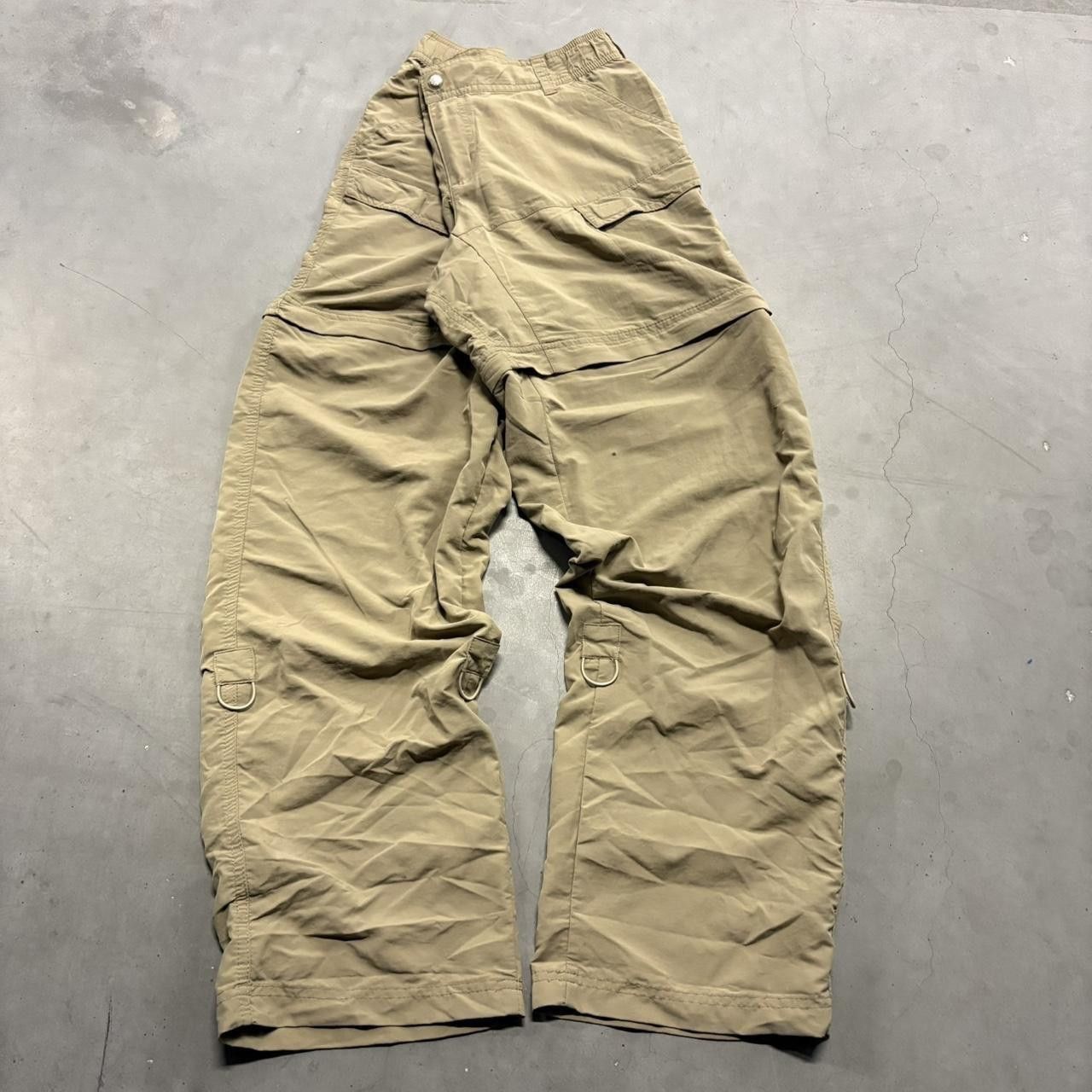 Vintage Vintage Y2K/2000s Baggy TrackPants Style Tan Cargo Pants with Zippers to become Shorts! Size US 34 / EU 50 - 1 Thumbnail