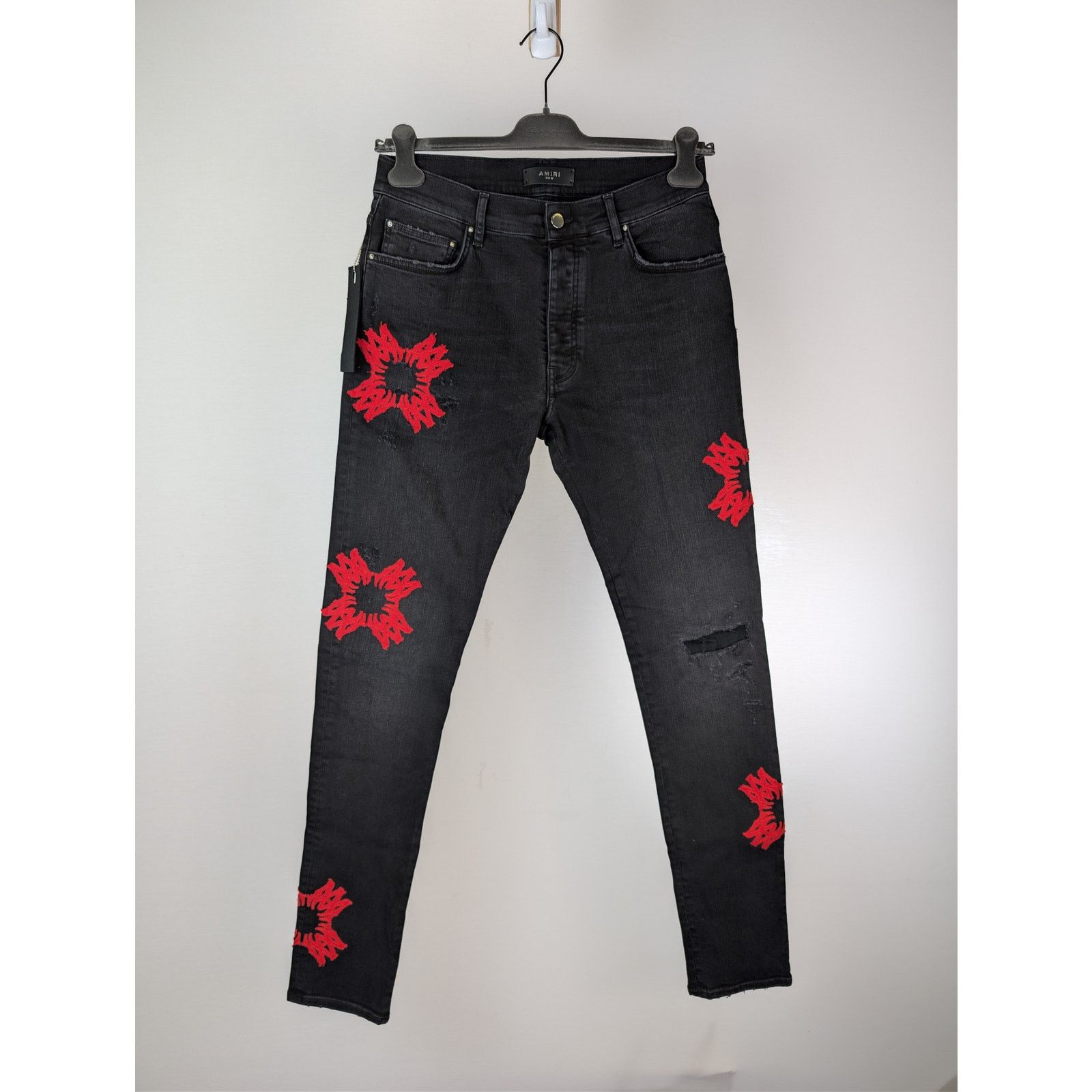 Amiri o1rshd1 MA Quad Applique Skinny Jeans in Black Size US 32 / EU 48 - 1 Thumbnail